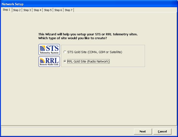 4.2 Programming a RRL Gold Network (Software Wizard) Step 1: Create New Site Selecting New in the Administrator window main menu opens the Network Setup Screen.