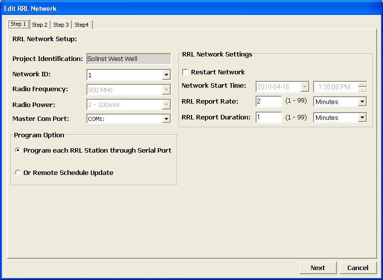 or Add new Site to Network. Figure 4-18 Editing a RRL Gold Network When you select Edit Network Setup there are two options.