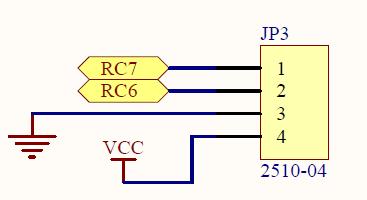 The potentiometer is used as the feedback of motor position. 5V and ground is connected to provide power to the potentiometer. The analog feedback is connected to RA1 of PIC16F876A.