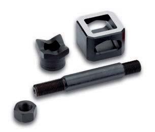 Square screw puncher accessories Tension bolt with ball bearing 0 Counter nut 0 Screw-down nut 00 Adapter for hydraulics 0 Punch. x. Die. x. Square screw puncher Patented die: with lateral scrap part ejector.