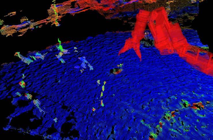 Figure 15: Underwater real-time 3D sonar image, including the ECA arm To summarize, the optical sensors developed and tested in this work will meet the desired needs for clear water, under some