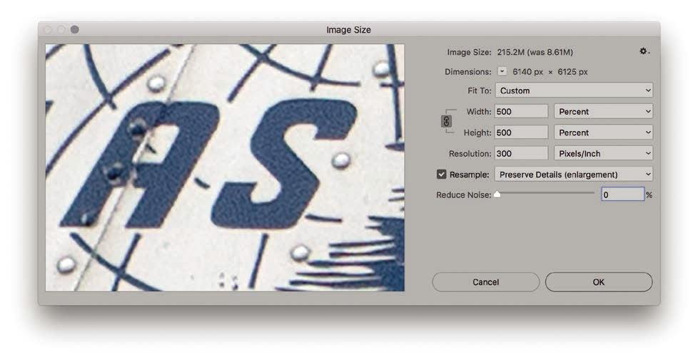 Deep Upscale resampling in Image Size dialog If you check the Enable Preserve Details 2.