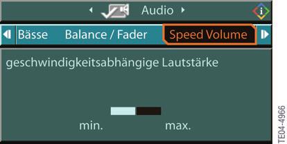 balance/fader Speed-dependent volume Sound settings, equalizer Sound setting, spatial sound List of stored radio stations Last audio source (FM, AM, CD, CDC, AUX) Switch-on volume.