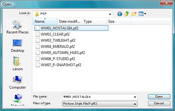 Applying Picture Style Files to the You can register up to three Picture Style files downloaded from the Canon s website or created with PSE and saved to your computer, as user-defined settings in