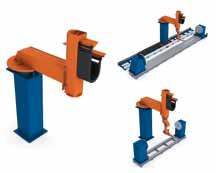 The C-frame with vertical stroke is directly mounted on the floor or on a floor-mounted linear track.