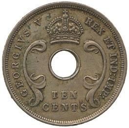 3589 3590 3589 East Africa and Uganda Protectorates, George V, Cupro-nickel 10-Cents, 1913 (KM 8). Dirty very fine.