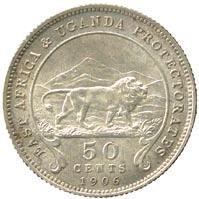 200-300 3622 East Africa and Uganda Protectorates, Edward VII, Silver Matte Proof 50-Cents,