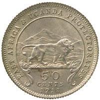 and Uganda  50-Cents, 1913 (KM 9).