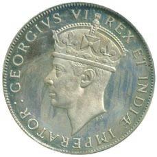 the first struck with.500 silver. 200-300 3641 Silver Proof Shilling, 1937H (KM 28.1). In PCGS holder graded PR64.