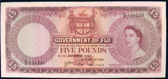 (5) 4029* Fiji, Government of Fiji, provisional issue, one pound, overprinted in black on one pound Reserve Bank of New Zealand note (1934), ND (1940), 6D 979821 (P.45b).
