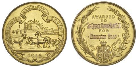 MEDALS OF SOUTHERN AFRICA 2252 Witwatersrand Agricultural Society, 1913, a gold award medal by S.M. & Co, farmyard animals in landscape, rev.