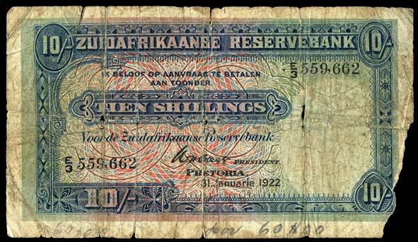 Tears and small holes, missing strip at lower right edge, otherwise intact and paper still firm, good, rare 150-200 2275 Reserve Bank, Ten Shillings, 7 September 1939, E/40 790110, signature of J.