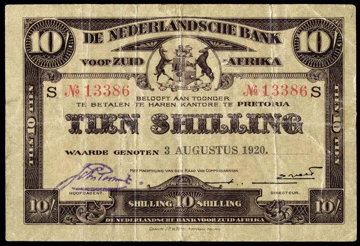 PAPER MONEY OF SOUTHERN AFRICA 2302 De Nederlandsche Bank Voor Zuid Afrika, Ten