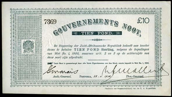 First good very fine, second good extremely fine 80-100 2308 ZAR Gouvernements Noot, Five Pounds (2), 28 May 1900, nos.