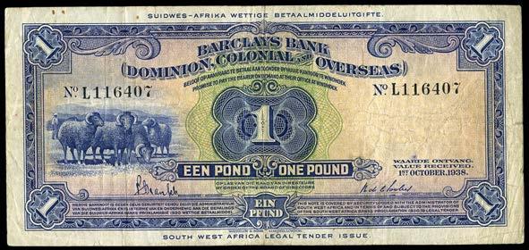 Very fine 200-250 2319 Barclays Bank DCO, One Pound, 1 October 1938,