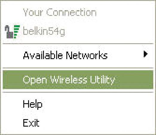 Použitie nástroja Belkin Wireless Networking Utility Po úspešnej inštalácii nástroja Belkin Wireless Networking Utility (WNU) vás od konfigurácie bezdrôtového pripojenia a bezpečnostných nastavení
