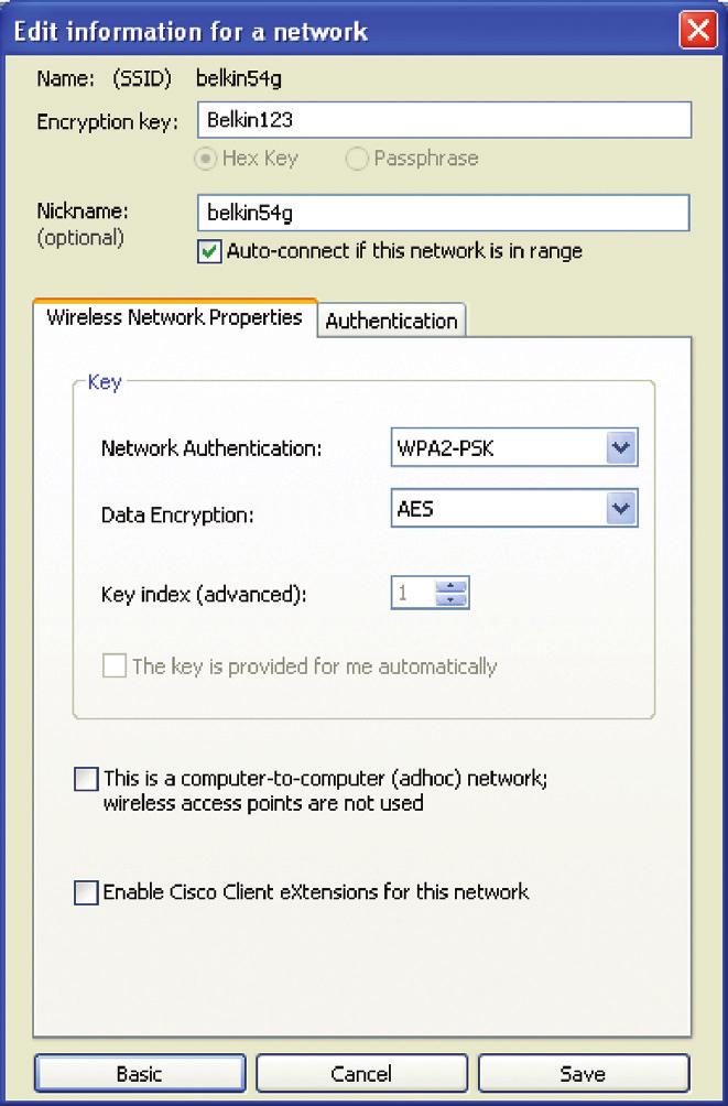 Použitie nástroja Belkin Wireless Networking Utility VÝSTRAHA: Ak používate bezdrôtového klienta na zapínanie bezpečnostných nastavení svojho bezdrôtového smerovača (alebo prístupového bodu), dočasne