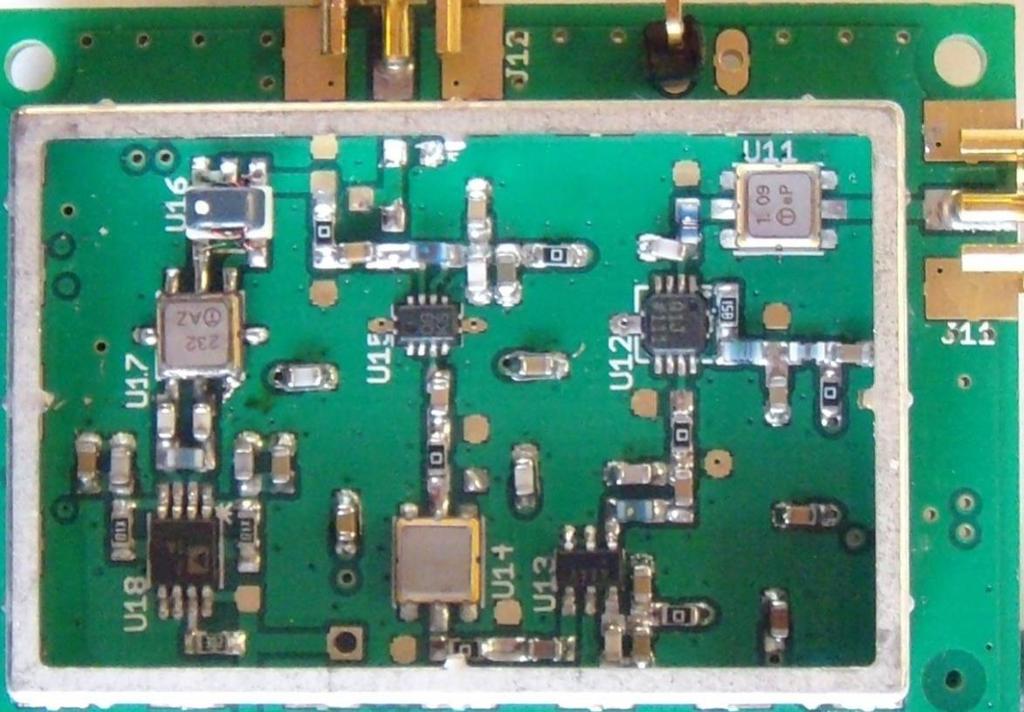 Figure 21 is a photo of RF prototype board including the amplification part and envelope detector. The RF circuit is placed in a 1.5 1 RF shield to prevent interference.