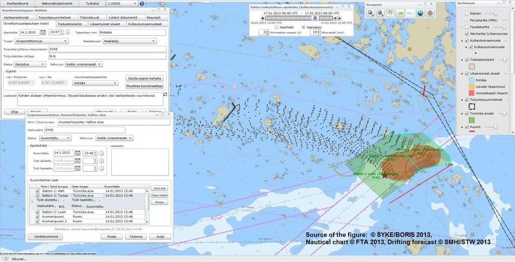 Using BORIS officials can access up-to-date information e.g. on the extent of oil spills, calculate future movements of the oil and plan response measures directly on a map interface.