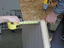 40 Using a tape measure, adjust the truss to a 24 center and secure the bottom of OSB.