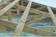 Measure 24" (or your purlin spacing) from the ridge and mark the trusses for purlin placement. Trusses with no overhang require a purlin at the end of the truss.
