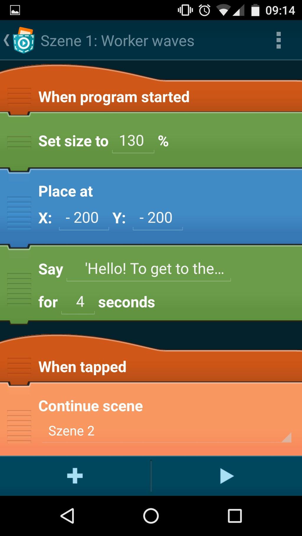 Working with scenes: Once you've added a new scene, you can add a background and various objects