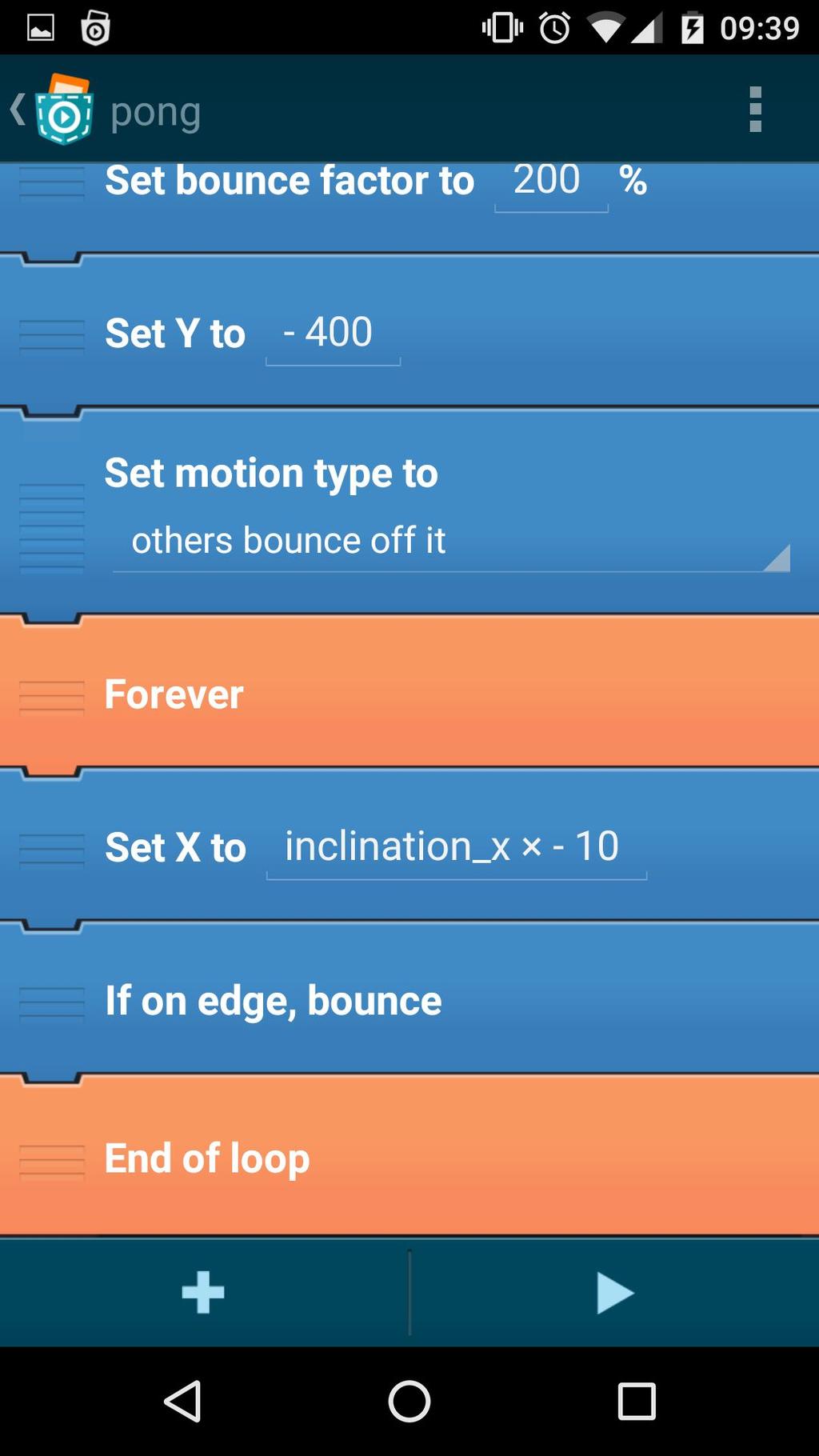 inclination sensors in the formula editor by tapping on Device.