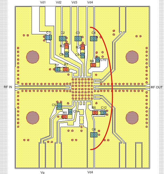 Recommended Application Board Design: Board Material is 10mil (Dielectric) thickness Rogers 4350B with 0.5oz cupper clads.