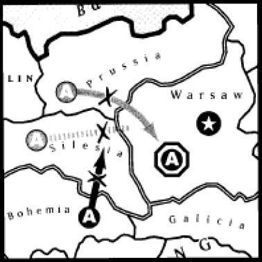 But the army attacking Silesia from Bohemia cuts support the army in Silesia is providing, so everyone bounces.