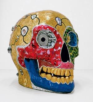 Skull (Meditation Room), 1990 Glass and mirror mosaic, ceramic, and gold leaf 230 x 310