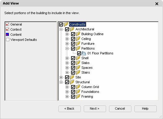 For example, when creating a second level model view I indicate that it should include the furniture Construct category.