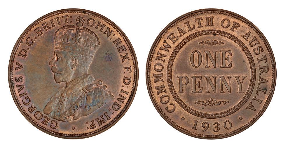 The proof (specimen) Australian 1930 penny Figure 3. AGSA1 ( Art Gallery of South Australia). Figure 4. AGSA2 (privately held).