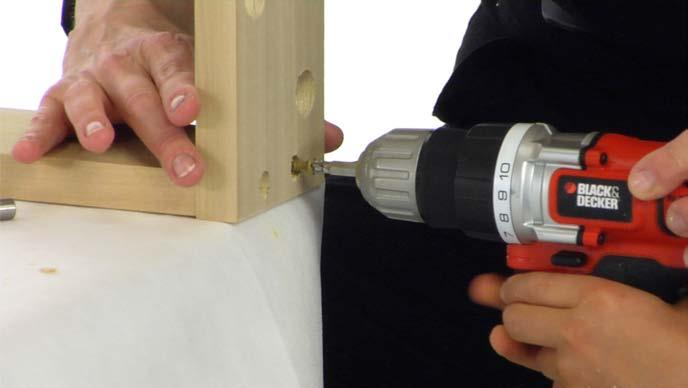 heads. Use a 23/64 [9.128 mm] drill bit to drill down 1/4-inch [6.