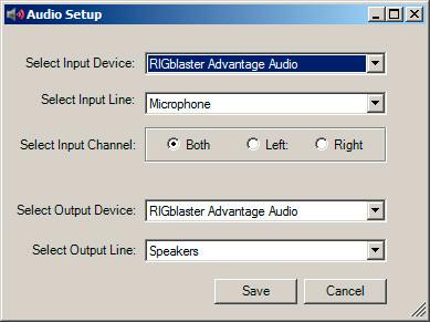 Configure Airlink Express To Use The RIGblaster Advantage Sound-device. 1. Choose Setup from the main menu. 2. Choose Audio Setup from the popup menu. 3.
