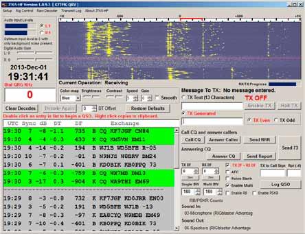 JT65-HF The JT series of modes were originally developed by Joe Taylor, K1JT to be very weak signal VHF modes suitable for EME, Troposcatter & Meteor trail methods of ionospheric propagation.