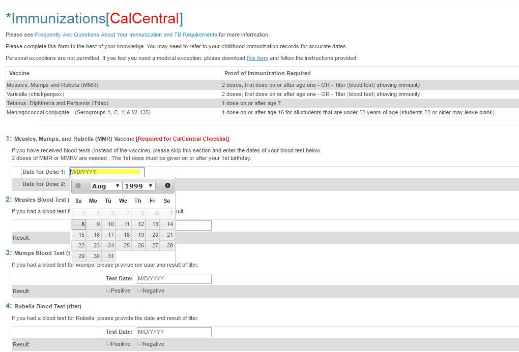 Step 5: Filling out the form As you fill out the form, click in the date box to reveal a calendar.