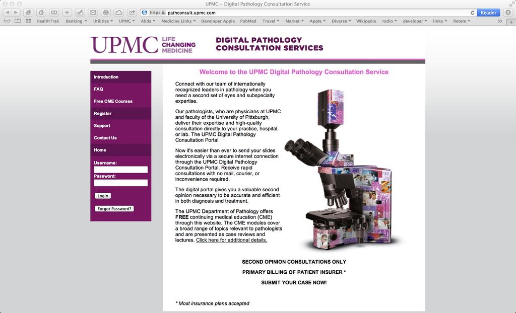 Part I: Access the UPMC Digital Pathology Consultation Services at pathconsult.upmc.