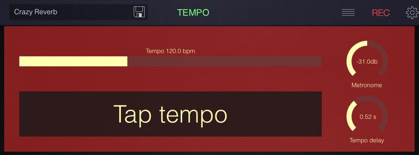 Basics TOP BAR Functions from left to right: VirSyn Logo opens About box Preset name - tap to open preset section popup Disc icon - tap to save preset Tempo/Metronome setting - opens Tempo/Metronome