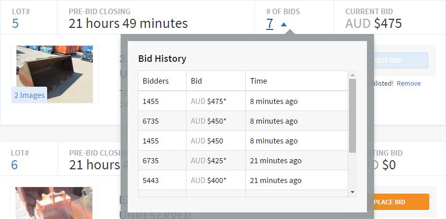 The pre-bidding system will only bid the next available amount for you. If You have a maximum bid set at $500, but the next available bid is $200, the system will only bid $200.