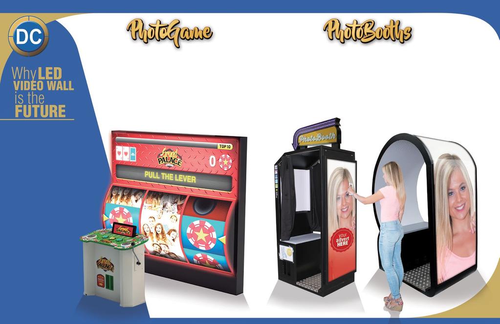 The Grand Palace PhotoGame is a new novel interactive game which combines a traditional PhotoBooth with a 120 Giant LED VideoWall Redemption Game.