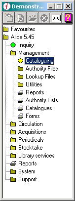 Management To begin managing records in your catalogue, click the Management folder, then double-click Cataloguing. All standard resource information is stored under the first three tabs.