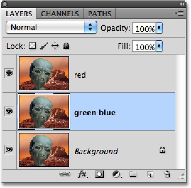 To make it easier to follow along, let s rename the layers. Double-click directly on the top layer s name in the Layers panel and change it to red.