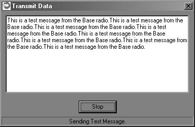 When the radio is linked to another radio, a communications test can be run by clicking on the Send Data button (shown below) on both radios.