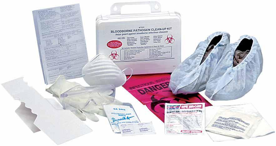 SAFETY First Aid BWK-7351 Blood Borne Pathogen Cleanup Kit, includes 1 pair disposable vinyl gloves, 1 pair