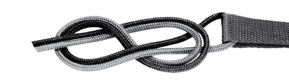 Tie a Black Drop Rope to each Webbing Strap (E) using a figure-eight knot.