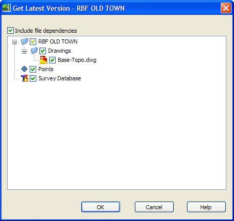 Version (see Figure 17). This step pulls the most recent versions of all project drawings and design objects into your working folder.