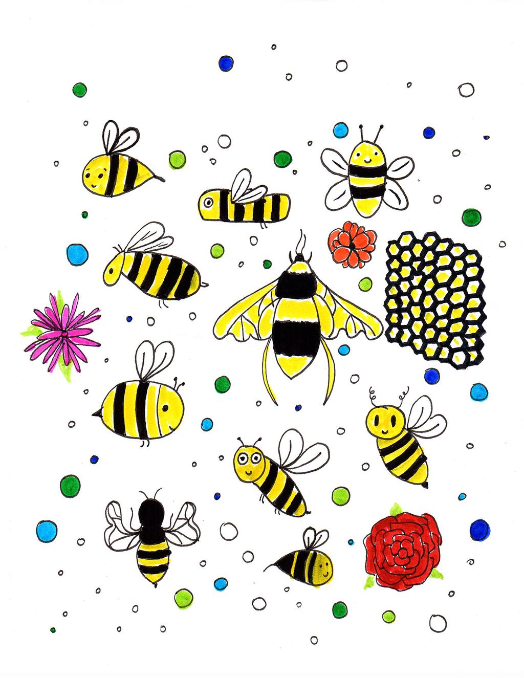 dog playing the piano & howling. Also, very funny & cute (to me anyhoo). So doodle away the old fashioned way...without the interweb. Doodle Extravaganza #24! Bees Bzzzzzzzzzzzzz.