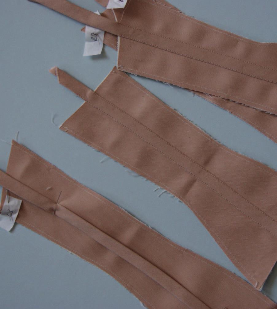 How-To Guide: 1890 s Symington Corset 7 Step 3: Mounting the two layers together Lay the main fabric and lining coutil together on pattern pieces 3,4,5, and treat them now as one fabric.