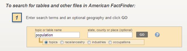 Appendix A: American FactFinder Instructions: 1. Find the web site for American FactFinder, the Census Bureau s data access system. Type http://factfinder.census.