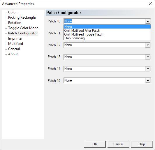 Patch Configurator screen The Patch Configurator screen allows you to use a set of Scanner Control patches.